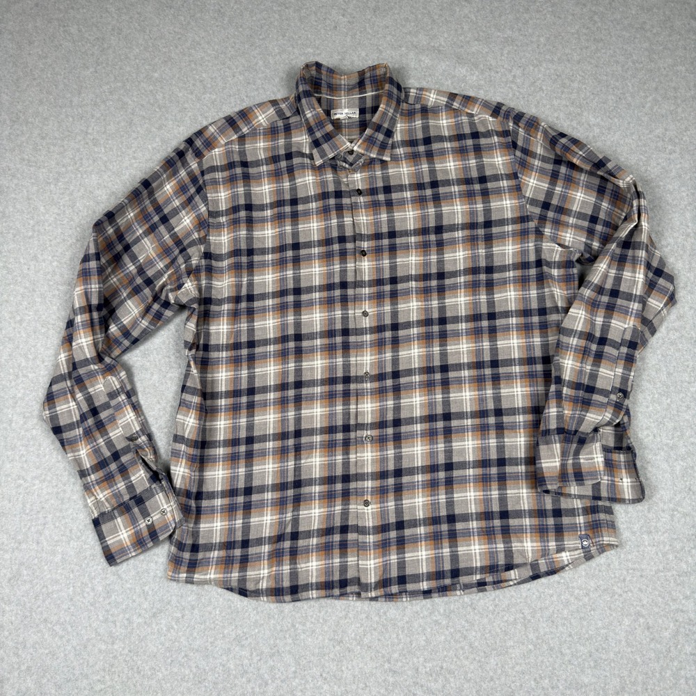 Peter Millar Mens XL Long Sleeve Plaid Button Down Shirt Multicolor Cotton